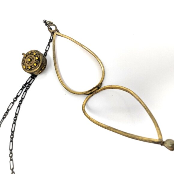 SOLD Antique Victorian Chatelaine Cosmetic Bag Frame Gold Tone Filigree - Picture 12 of 16